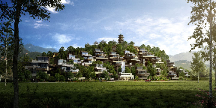 懸崖酒店溫泉規劃效果圖