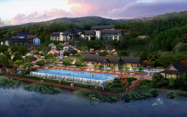 重慶萬州長(zhǎng)灘森林溫泉度假區(qū)無邊池規(guī)劃效果圖